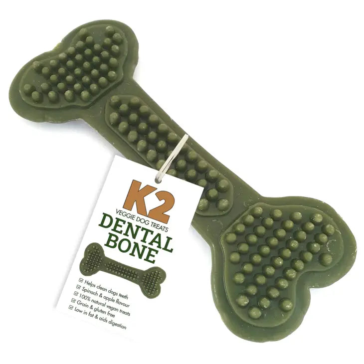 spinach and apple flavour dog treat veggie vegetarian vegan dental bone chew for dogs natural gluten free grain free good for teeth low fat digestive aid