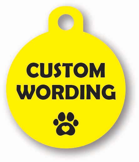 Round yellow dog cat collar harness lead tag for yellow dogs who need space hand made customised personalised uk