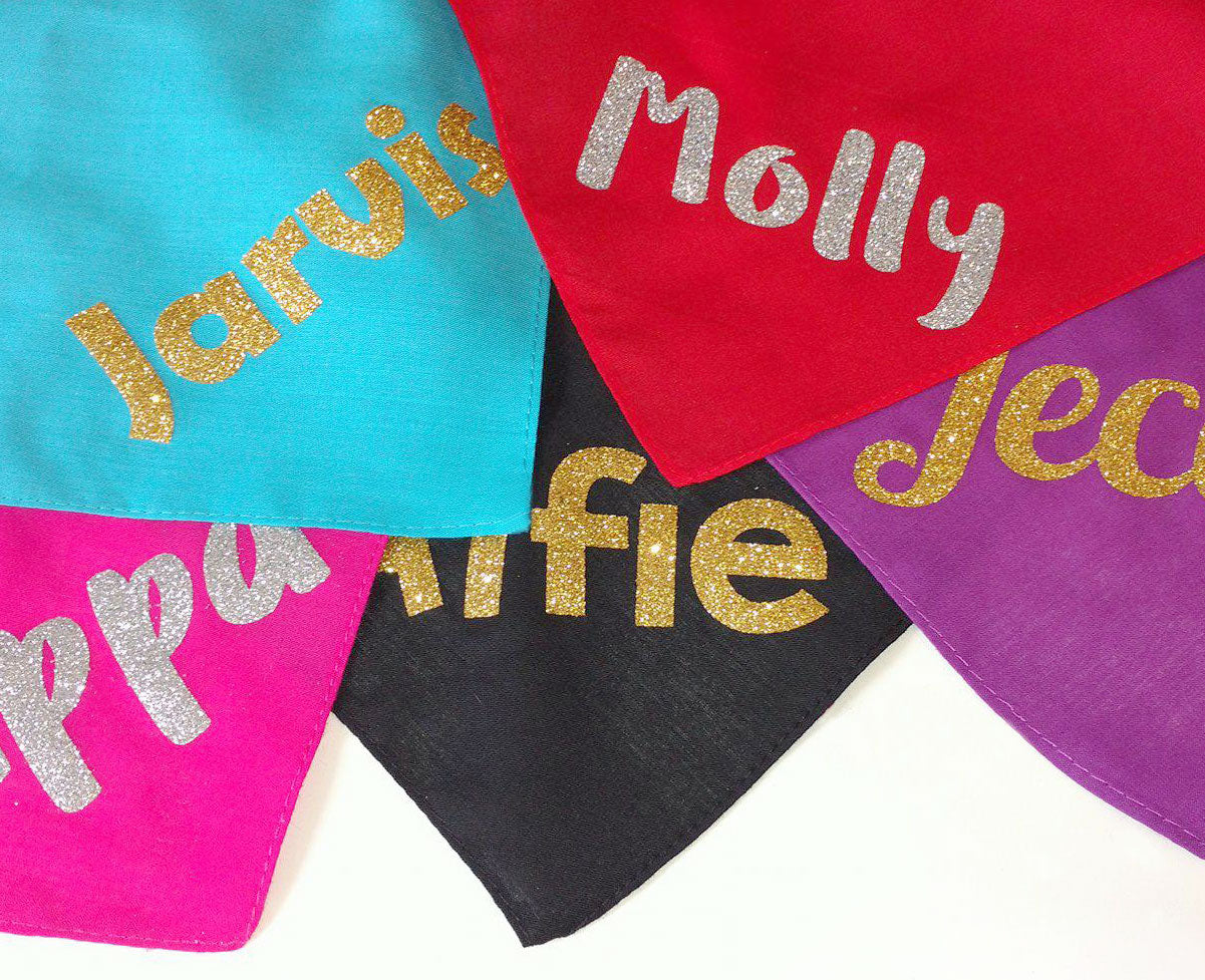 glitter dog bandanas, sparkle and bling