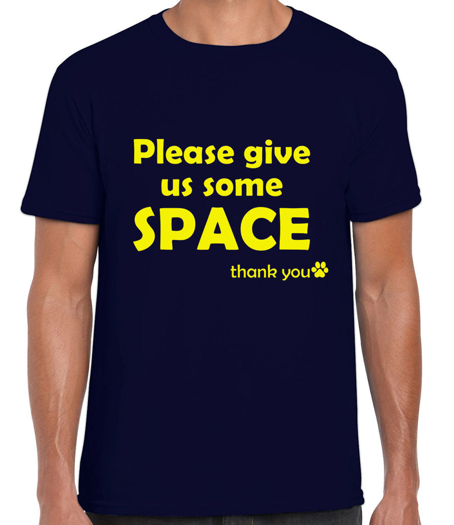 please give us some space tshirt for dog walking owners of reactive dogs who need space yellow dog