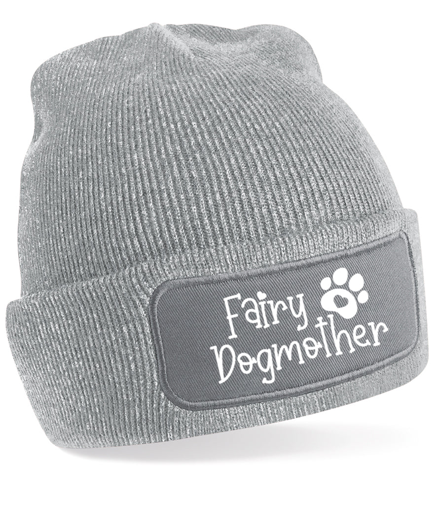 beanie hat Beechfield  grey Fairy Dogmother cute dog hat for dog walking