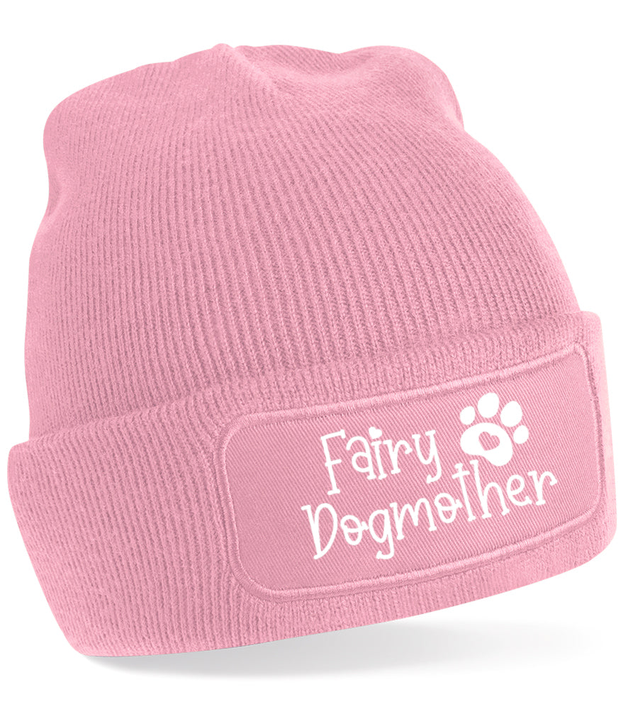 beanie hat Beechfield pink Fairy Dogmother cute dog hat for dog walking