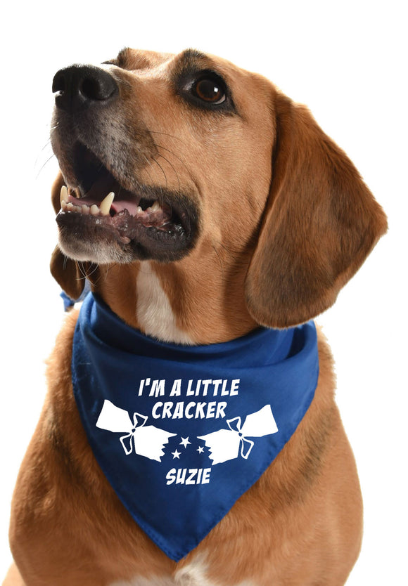I'm a little cracker festive christmas dog bandana personalised with dogs name customised