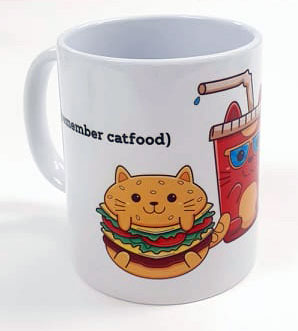 cat mug quirky unusual design fastood kitties made in scotland kitten kitty kitties cat xmas gift christmas birthday catlady