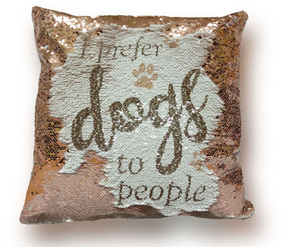 mermaid cushion - champagne gold plush on reverse I prefer dogs to people cute gift
