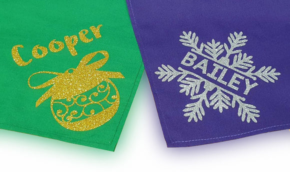 christmas xmas sparkle glitter dog bandanas customised handmade in the uk secret santa